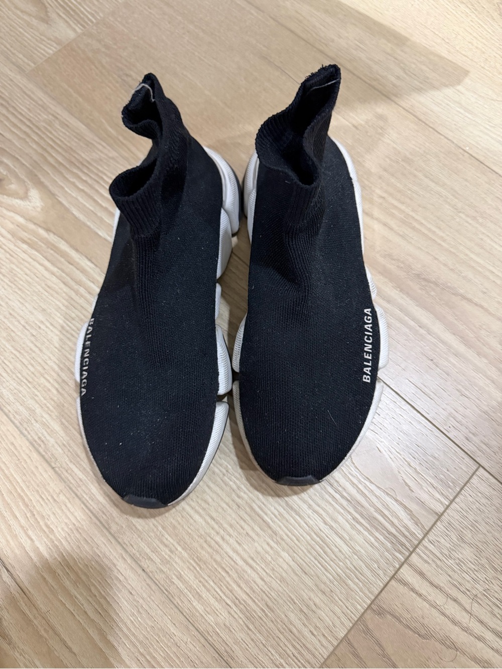 Balenciaga Kids Black Sock-Style Sneakers with White Soles